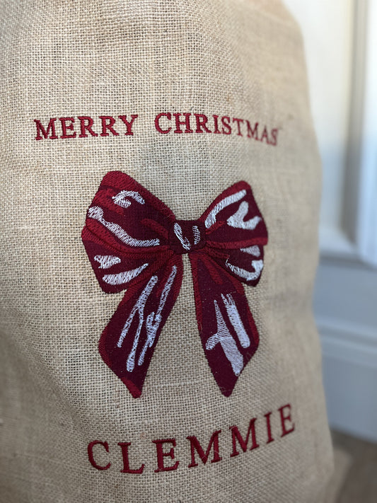 CHRISTMAS BOW PRESENT SACK