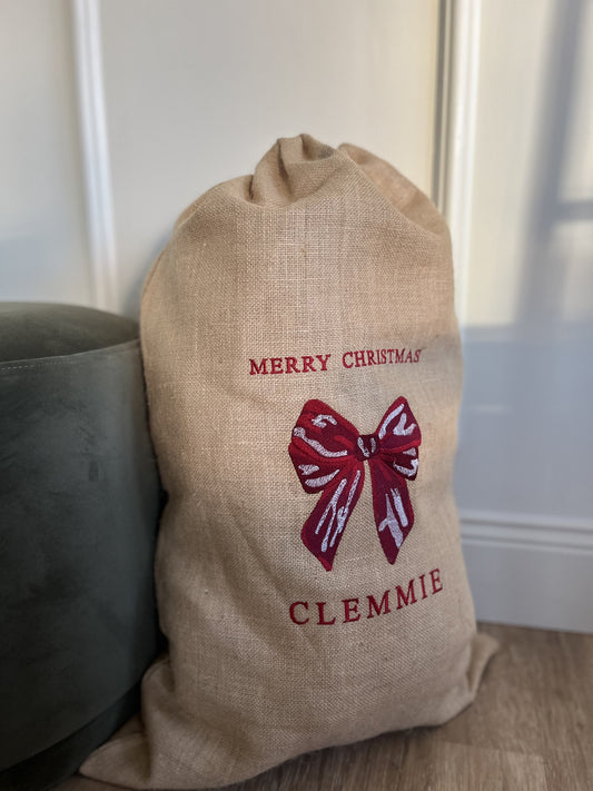 CHRISTMAS BOW PRESENT SACK